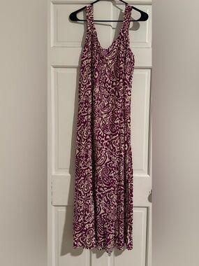 Purple and Cream Paisley Maxi Skirt - Flowing Summer Dress